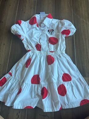 Disney White Dress with Red Polka Dots and Minnie Patch